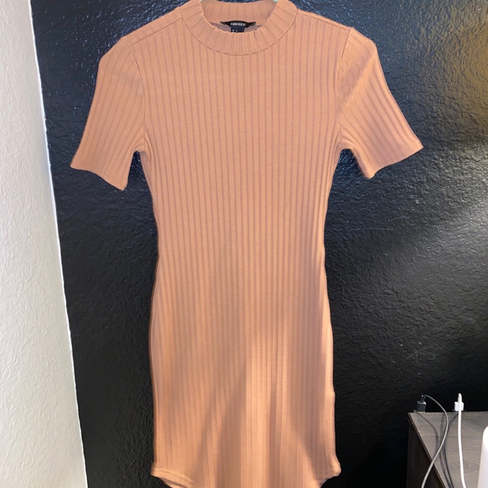 Brown turtleneck mini dress
